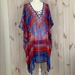 Beautiful boho chic colorful  kaftan coverup